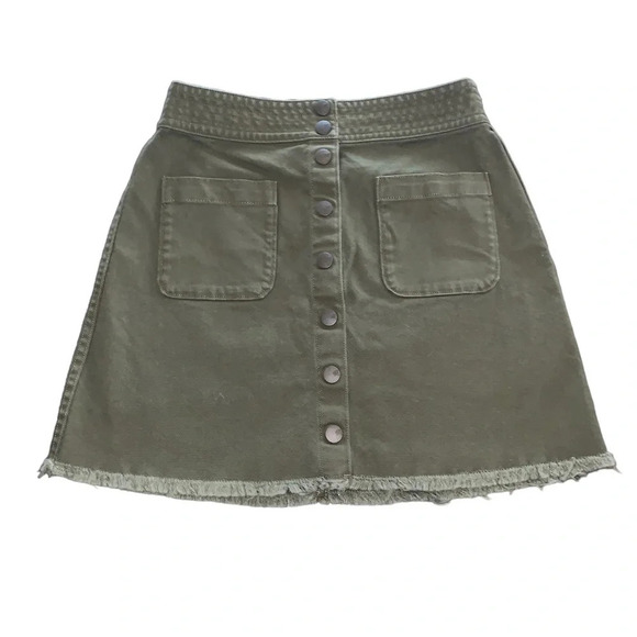 Madewell Raw-Hem A-Line Mini Skirt in Kale - Picture 4 of 9